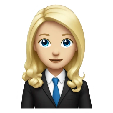 blonde girl with blue eyes in a black suit  sticker
