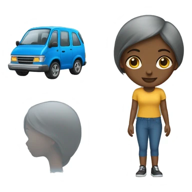 Black girl drive blue box car sticker