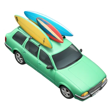 Car with 5 surfboards on top sticker