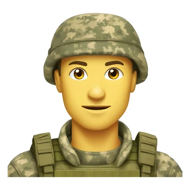 Ukrainian soldier, in camouflage pixel uniformhappy soldier in camouflage sticker