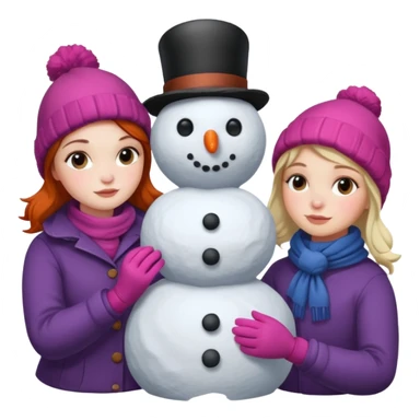 Virginia Poe and Maria Clemm building a snowman sticker