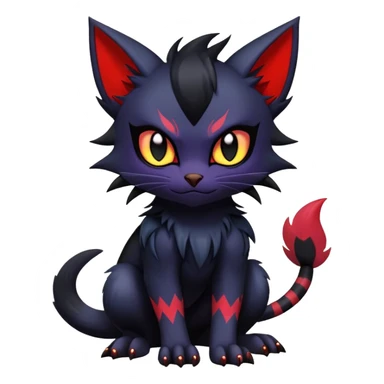 Vampiric feral futuristic gothic emo dark Litten-Noibat-Fakémon-hybrid-creature (full body) sticker