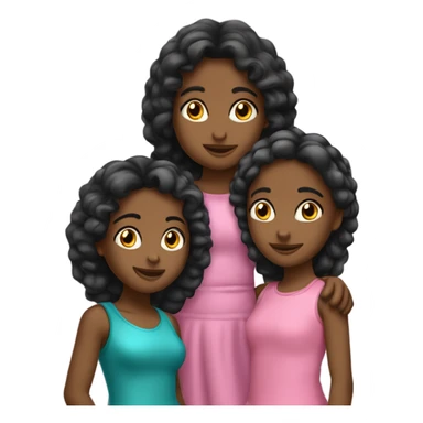 Tres chicas abrazandoce, las 3 de pelo negro pero una de 9 años, otra de 15 y una de 36 sticker