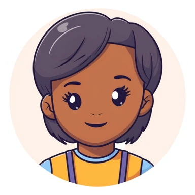 Black girl with fair skin, round face, and straight hair sticker