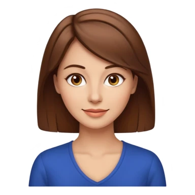 emoji of a 30-year-old woman with a more mature appearance, lady-like features, brown hair, friendly expression sticker