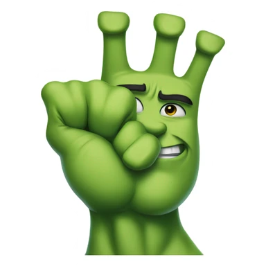 Hulk holding index finger and middle finger up (peace sign) sticker