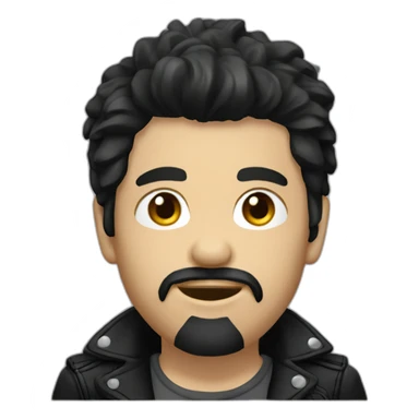 Boy rocker with Black hair lether jacket short beard sticker