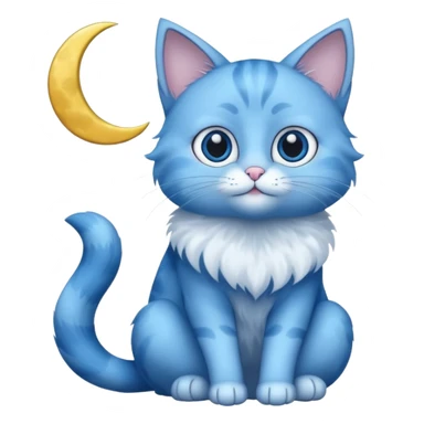 Blue cat holding a moon 🌙🐱 sticker