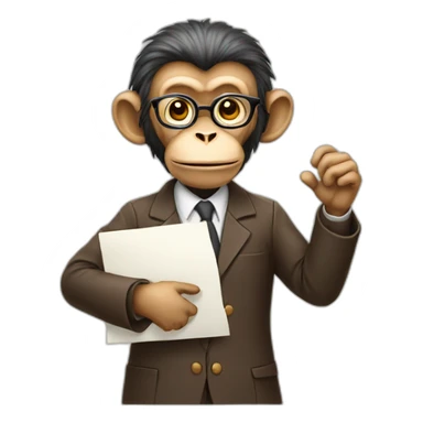 monkey professor holding a chart sticker