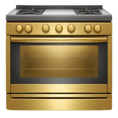 Realistic front facing shiny gold stove top oven. sticker