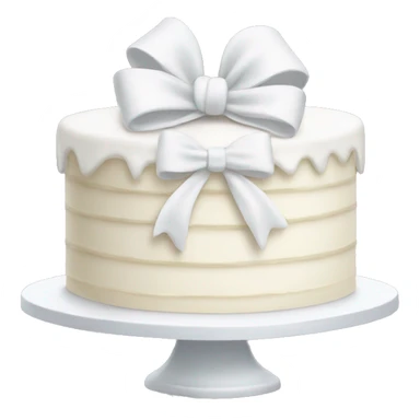 White cake with white bow sticker