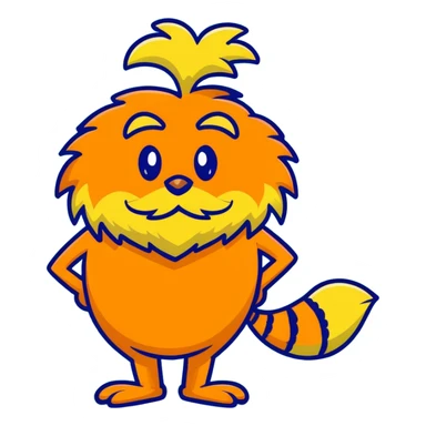 orange lorax character with yellow mustache who speaks for the trees sticker