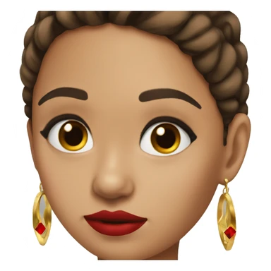 Mexican girl with brown straight hair hoop gold earrings and winged eyeliner with red lipstick  sticker