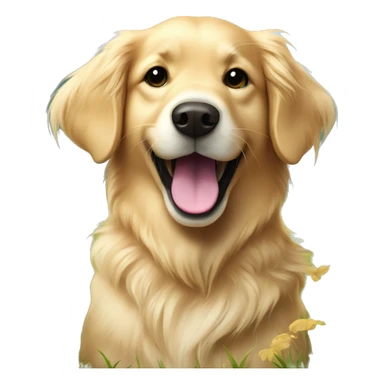 playful golden retriever enjoying nature sticker