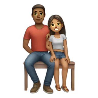 Girl sitting on a man sticker