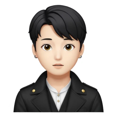 Draw a Korean male idol with black parted hair, earpiece mic & stylish stage outfit, inspired by Jungkook of BTS. sticker