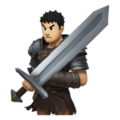 angry berserk guts carrying a huge sword on his shoulder sticker