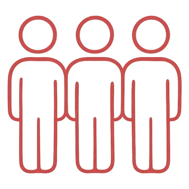 3 red faceless people standing next to each other sticker