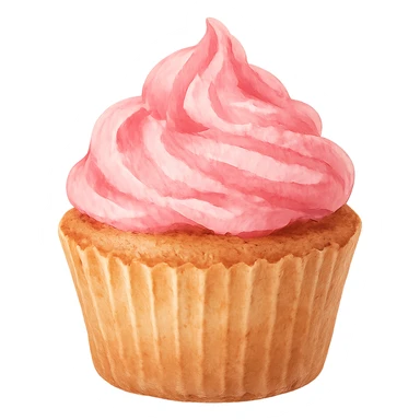 watercolor style cupcake with pink icing sticker