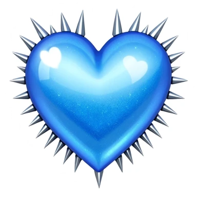 blue glittery heart with chrome spikes sticker