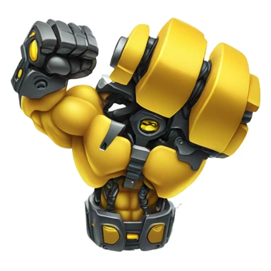 Yellow mechanical cyborg bicep that’s flexing sticker