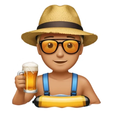 a guy river tubing with a beer  sticker