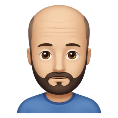 semi balding man with super short hair and has a beard. dark brown eyes and brown beard  sticker