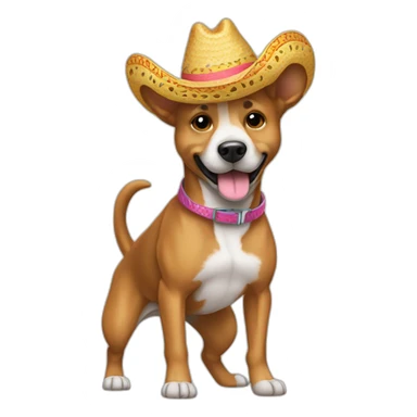 Perro con sombrero de baquero bailando  sticker