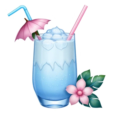 Iced coconut blue lychee pink pastel sparkle with flowers drink sticker