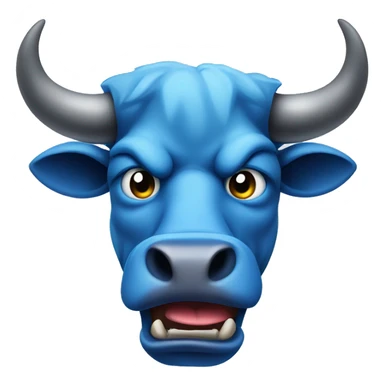 Angry blue bull head with sticking out tongue sticker