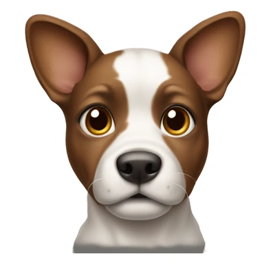 dog with half white and brown face with ears sticking up sticker