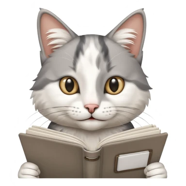 gato del egeo feliz en abriendo una libreta con anillado sticker