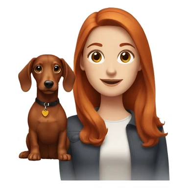 Auburn haired Girl with dachshund  sticker