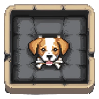 empty dog bed with a bone on it sticker