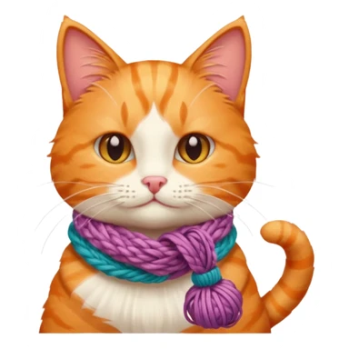 Cat knitting a tiny scarf sticker
