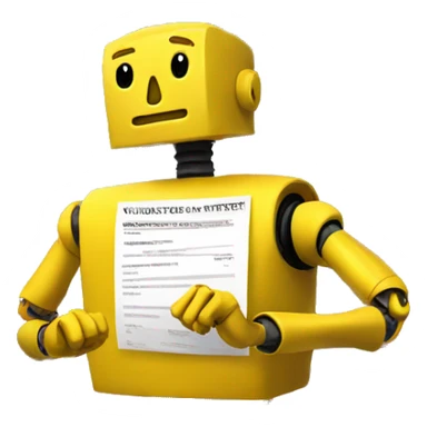 A yellow robot votes in the US election, with an American flag in the background sticker