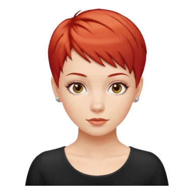 white girl pixie cut red sticker