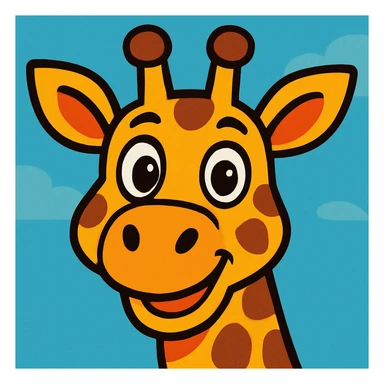 giraffe face, vibrant cartoon style sticker