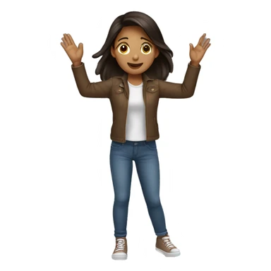 Brunette girl that is raising both her hands sticker