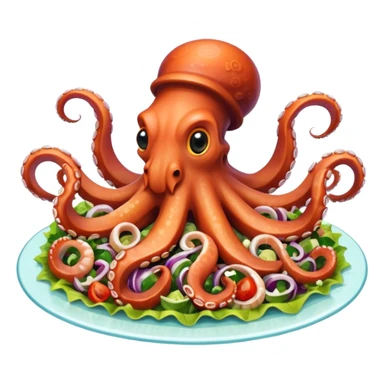 An octopus eating octopus salad sticker