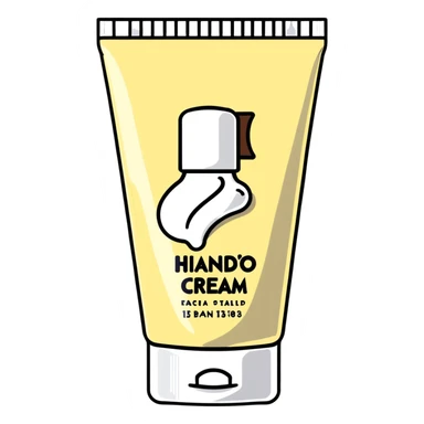 used tube of hand cream, bent in the middle, cap on, a bit of cream at the opening sticker