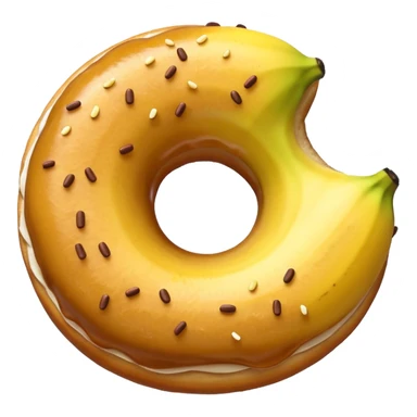 a banana poking through a donut, emoji style sticker