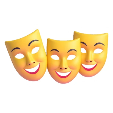 theatre masks with one mask smiling broadly and one mask frowning deeply, comedy and tragedy contrast sticker