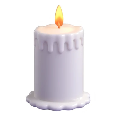 white candle, slightly melted sticker