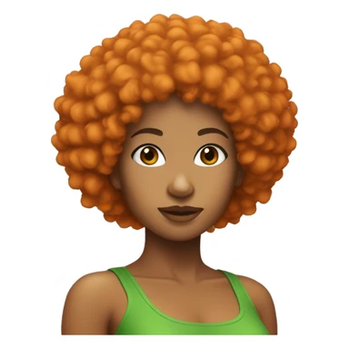 Mixed girl with orange Afro and green tube top sticker