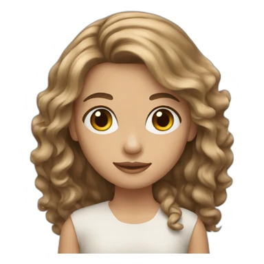 whithe Girl with brown long wave hair sticker