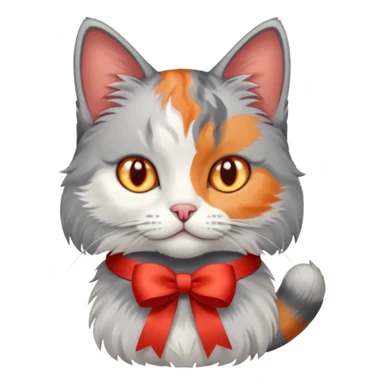 Dilute calico cat with ribbon sticker