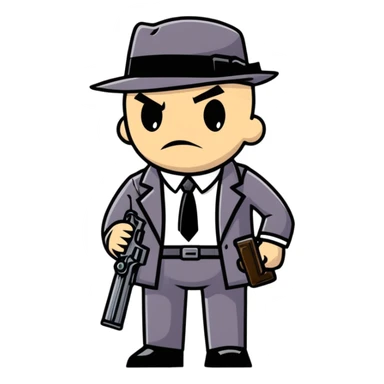 mafia gangster with tommy gun sticker