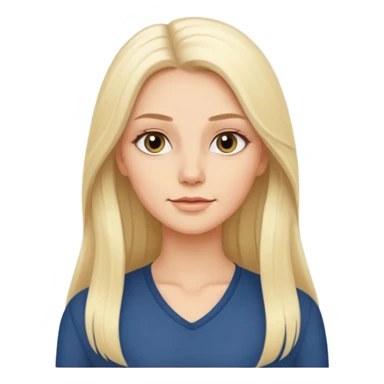 Stylized emoji portrait of a sexy long-haired white-blonde woman, confident expression, smooth skin, minimal makeup, full height  sticker