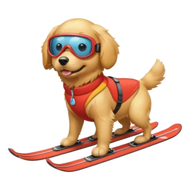dog skiing sticker